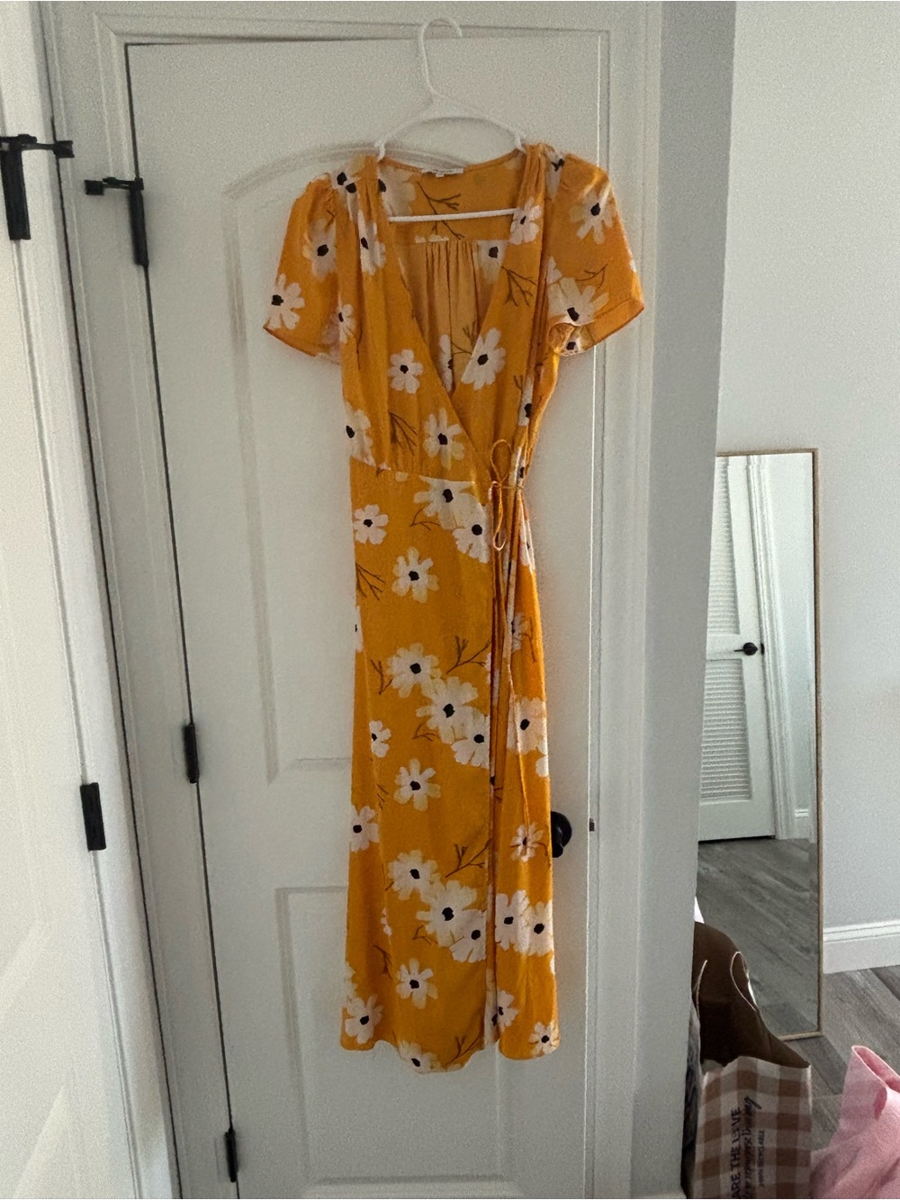New Madewell Yellow Floral Wrap Maxi Dress